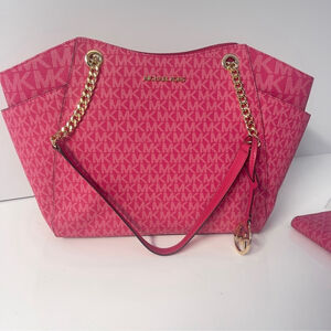 Michael Kors Large Chain Shoulder Tote Electric Pink